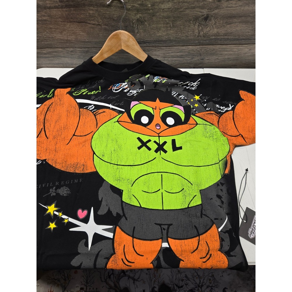 Civil Regime Powerpuff Girls Musclecup‎ American Classic Oversized Tee Black L